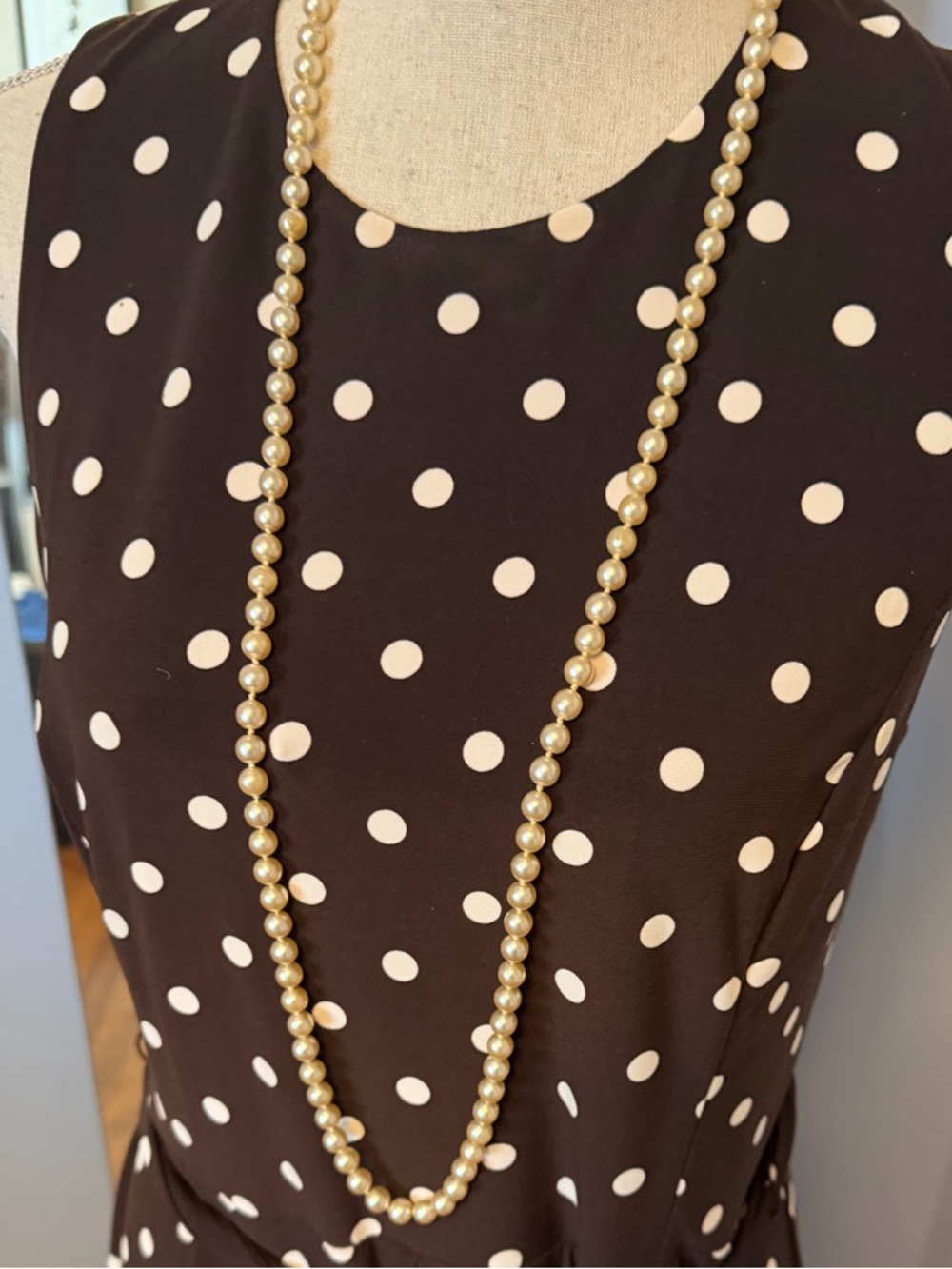 Classic Long Faux Pearl Necklace in Champagne